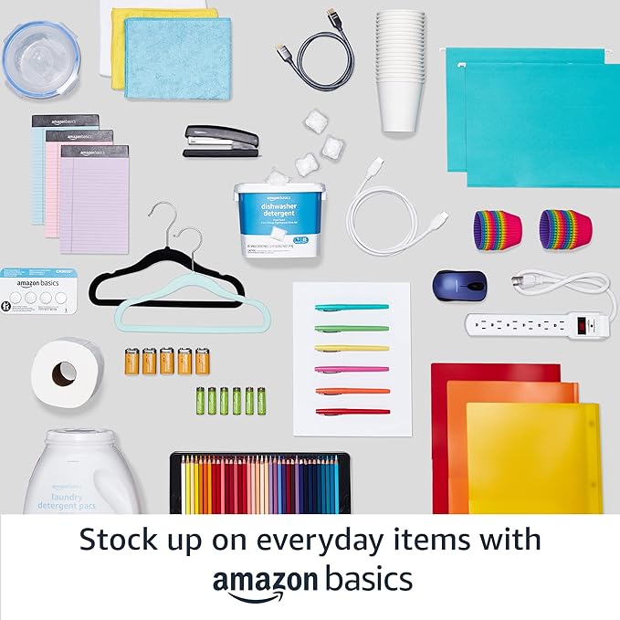 Amazon Basics Slim, Velvet, Non-Slip Shirt Clothes Hangers, Gray/Silver - Pack of 50