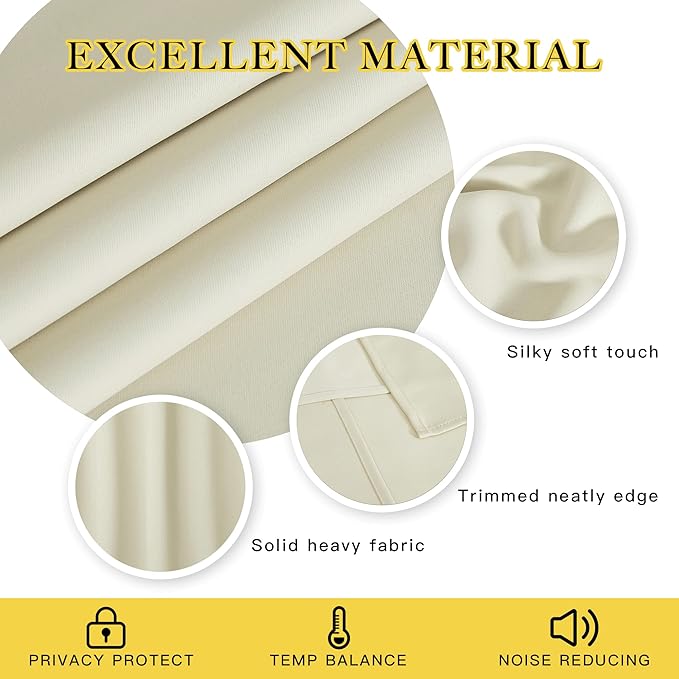 NICETOWN Blackout Living Room Curtain 84 inches Long - Thermal Insulated Grommet Room Darkening Window Treatment Sound Dampening Drape for Bedroom (Beige, W52 x L84, 1 Panel)