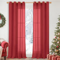YoungsTex Red Linen Curtains 95 Inches Length for Living Room, Light Filtering Drapes Privacy with Grommet for Christmas Bedroom Dining Room, 2 Panels, 52 X 95 Inch