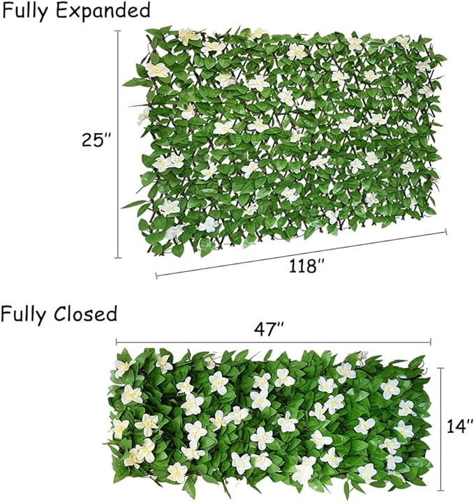 GLANT Expandable Fence Privacy Screen for Balcony Patio Outdoor,Decorative Faux Ivy Fencing Panel,Artificial Hedges (Single Sided Leaves)