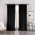 nanbowang Black Velvet Curtains - 42 Inches Width 84 Inches Long Soft Curtain Rod Pocket Thermal Insulated Window Treatment for Bedroom 2 Panels