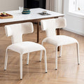 Kidol & Shellder Dining Chairs Set of 2,Modern Upholstered Fabric Dining Room Chairs with Curved Barrel Back,Armless Kitchen Chairs with Metal Legs and Padded Seat for Living Room and Bedroom Beige