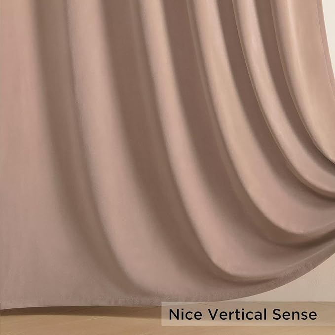 Joydeco Velvet Curtains Rose Beige Blackout Curtains Thermal Insulated 90 inches Long Window Curtains Super Soft Room Darkening Drapes for Bedroom Living Room Elegant Rod Pocket 2 Panels Rose Beige