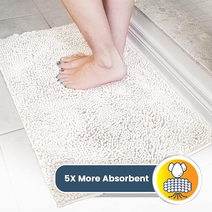 Muddy Mat® | Super Absorbent Door Mat Indoor, Microfiber Quick Dry Chenille Entryway Rug, Non-Slip Front Door Mat, Indoor Mats for Entryway, Machine Washable Pet Rug, White 24" x 72"