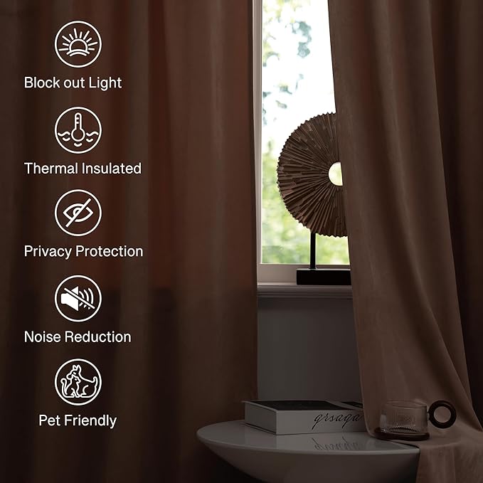 StangH Blush Beige Pink Grils Curtains 100 inches Long Super Soft Velvet Thermal Insulated Privacy Window Drapes Light Reducing Panels for Living Room Playroom, W52 x L100, 2 Panels