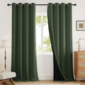 100% Blackout Curtains 84 Inch Length 2 Panels Set for Bedroom/Living Room, Grommet Linen-Look Textured Light Blocking Room Darkening Energy Saving Thermal Insulated Drapes (W52xL84, Olive)