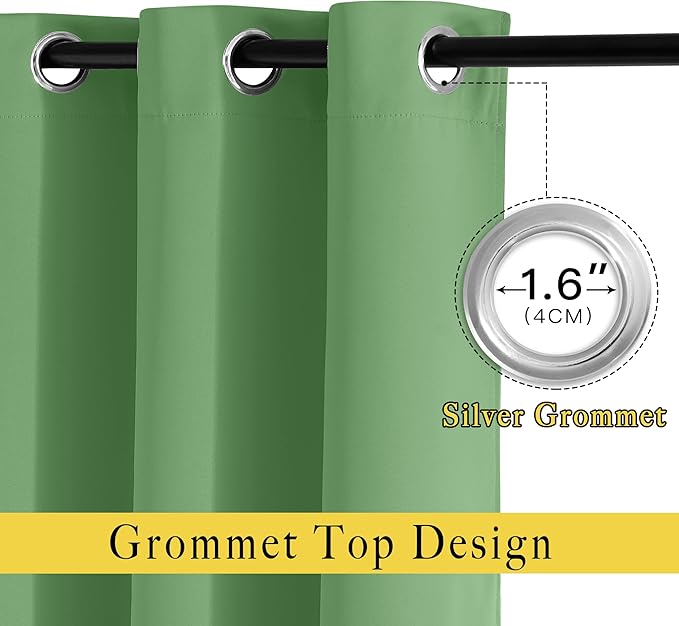 NICETOWN Blackout Room Darkening Window Curtain - Thermal Insulated Solid Grommet Blackout Patio Door Curtain/Drape for Living Room (Froest Green, 1 Panel, 52 by 95-inch)