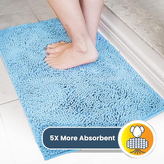 Muddy Mat® | Super Absorbent Door Mat Indoor, Microfiber Quick Dry Chenille Entryway Rug, Non-Slip Front Door Mat, Indoor Mats for Entryway, Machine Washable Pet Rug, Sky Blue 36"x60"