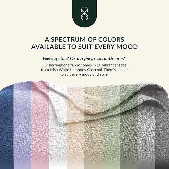 Cloud Scape Linen 100% Cotton Blanket King 92x108 Seashell Pink- Cozy Herringbone Weave, Fits Up to Cal King Beds, Breathable Softness, All-Season Warmth, Heavy Layering Winter Blanket