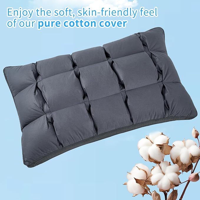 YOUR MOON Soft Pillow King Size of 2 for Sleeping, Super Soft Support Down Alternative Pillow, 100% Cotton Shell Luxury Comfy Fluffy Bed Pillows for Sleep(Gray)