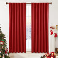 Deconovo Blackout Curtains Back Tab and Rod Pocket Thermal Insulated Room Darkening Curtains for Kitchen Window 52Wx54L Inch True Red