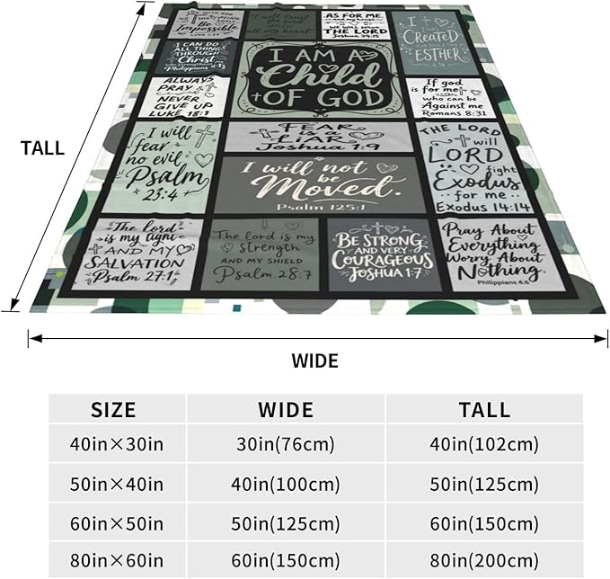 Christian Throw Blanket for Couch, Inspirational Gift for Women, Soft Plush Flannel Blanket, 60"x 80" Thoughts and Prayers Blankets for Bedroom Sofa Living Room Christmas Halloween Decoration