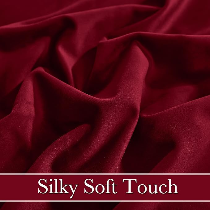 RYB HOME Red Theater Moive Velvet Curtains - Light & Heat Block Back Tabs Window Treatment Energy Efficient Privacy Protection Drapes for Hotel Villa Living Room, Ruby Red, W52 x L120 inches, 2 Panels