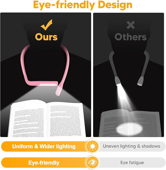 Neck Booklight for Reading in Bed at Night, Pink Light Knitting Accessories Sewing Supplies Stocking Stuffers for Teen Girls College Students Christmas Birthday Gifts for Women Mom Wife Nurse Present