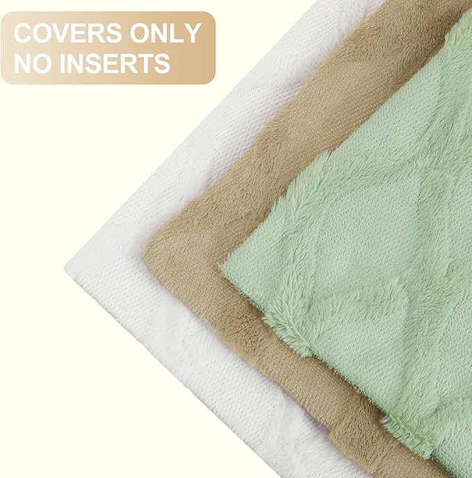 decorUhome Spring Throw Pillow Covers 16x16 Inch Set of 2, Soft Plush Faux Fur Wool Sage Green Couch Pillow Covers, Decorative Neutral Pillow Cases for Bed Sofa Living Room Home Decor