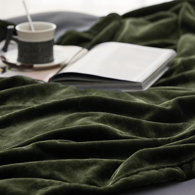 Bedsure GentleSoft Fleece Throw Blanket Olive Green - 300GSM Blankets for Couch, Sofa, Bed, Soft Lightweight Plush Cozy Throws for Toddlers, 50x60 inches