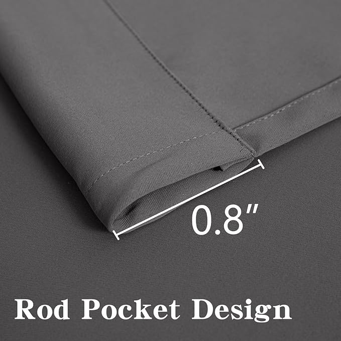Blackout Curtains 72 Inch Length 2 Panels Set, Black Out Curtains for Bedroom 72 Inch Long, Rod Pocket Energy Saving Room Darkening Drapes for Living Room Window Light Grey(W52 x L72)