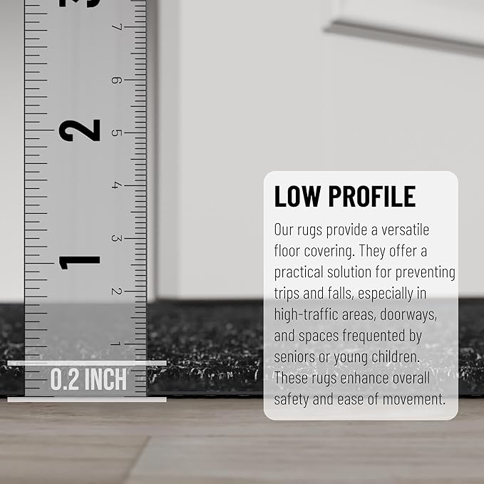 Ottomanson 3'11" x 6' Mud Mat Area Rug Scraper Carpet - Non-Slip, Dirt Trapping for Indoor & Outdoor Use - Ideal for Entryway, Garage, Kitchen, Patio & High-Traffic Areas, Black