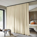 Room Divider Curtains Total Blackout Privacy Curtain Panel Room Thermal Insulated Noise Reduction Curtains for Bedroom Window Living Room Ceiling Track Curtain W 12.5 ft × H 8ft Beige