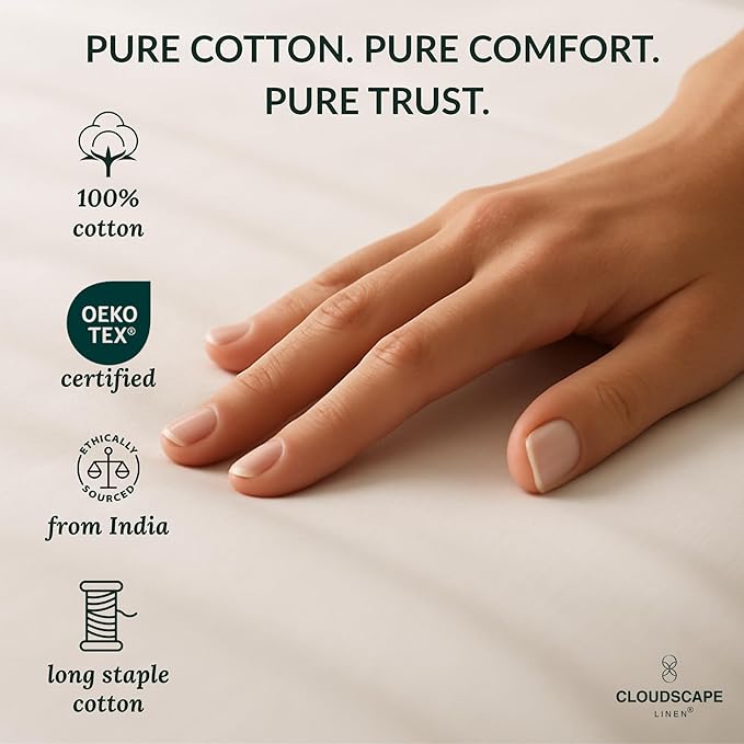 Cloud Scape Linen 100% Egyptian Cotton Sheets Full Size, 4 Pieces Luxury Bedding Set, 400 Thread Count,Hotel Quality, Silky Soft, Deep Pockets up to 17, White
