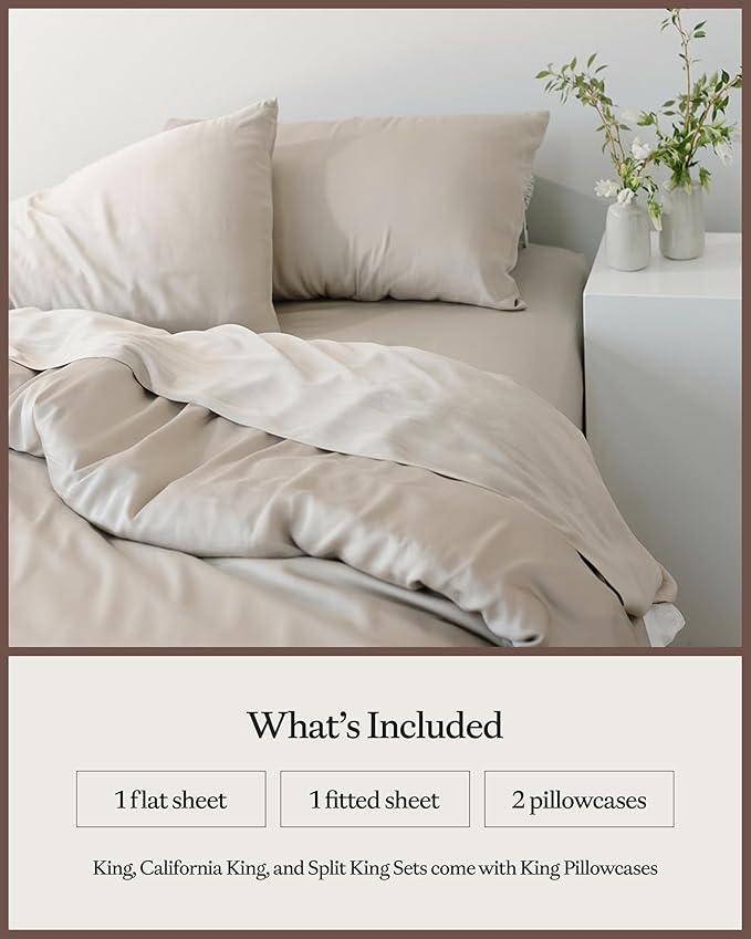 Cozy Earth Luxury Bed Sheet Set - 100% Viscose from Bamboo Fabric, Ultra-Soft & Breathable, Fits Regular & Deep Pocket Mattresses up to 20" - 4 Pieces Twin Sheet Set Driftwood