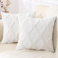 decorUhome Spring Throw Pillow Covers 20x20 Inch Set of 2, Soft Plush Faux Fur Wool Cream White Couch Pillow Covers, Decorative Neutral Pillow Cases for Bed Sofa Living Room Home Decor