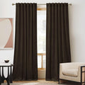 RYB HOME Brown Velvet Curtains 96 inches, Back Tab Soft Fabric Room Darkening Thermal Insulated Luxurious Home Decor Curtains for Living Room Bedroom, W 52" x L 96", 2 Panels Set