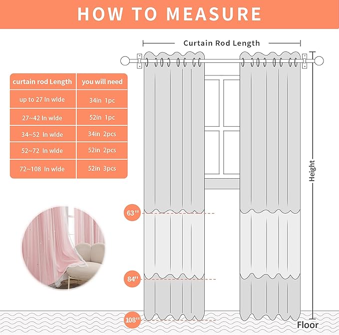 XiDi Pink Curtains for Bedroom, Girls Room Blackout Curtains, Kids Room Darkening Curtains, Light Pink Decor, 1 Panel Light Pink/34/84/1