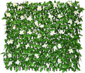 Sumery Expandable Fence Privacy Screen for Balcony Patio Outdoor,Decorative Faux Ivy Fencing Panel,Artificial Hedges (Single Sided Leaves) (4, White Flowers)
