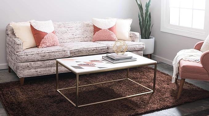 Unique Loom Solid Shag Collection Area Rug (8' x 11' Rectangle, Chocolate Brown)