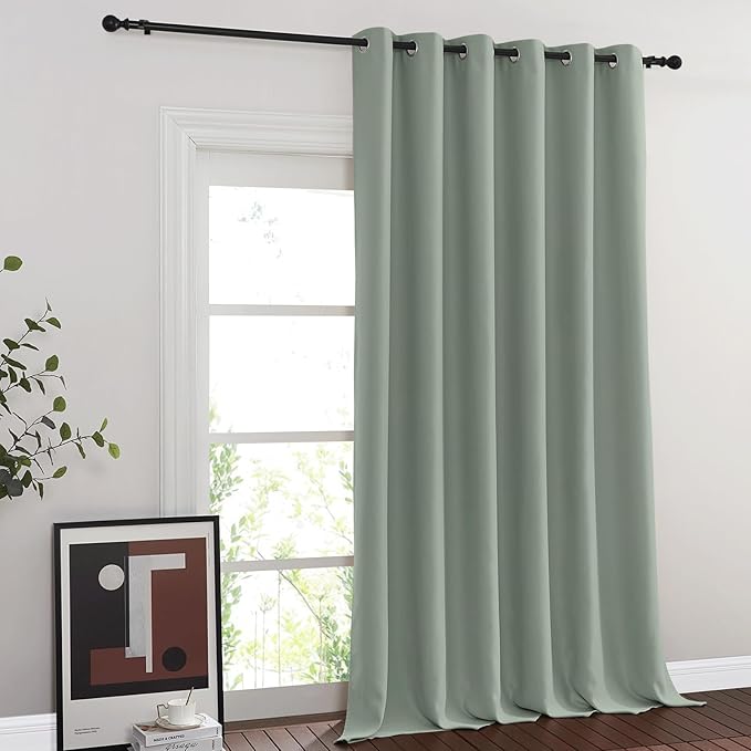 NICETOWN Blackout Sage Green Living Room Divider Curtain for Bedroom, Thermal Insulated Grommet Room Darkening Window Treatment Sound Dampening, W80 x L90, 1 Panel