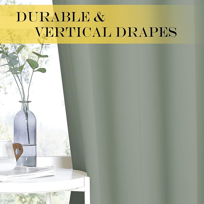 NICETOWN Blackout Patio Curtains 100 x 144 Inches Long for Sliding Door Extral Wide Blackout Curtain Panels Thermal Insulated Room Divider - Grommet Top, 100" W x 144" L, 1 Panel, Sage Green