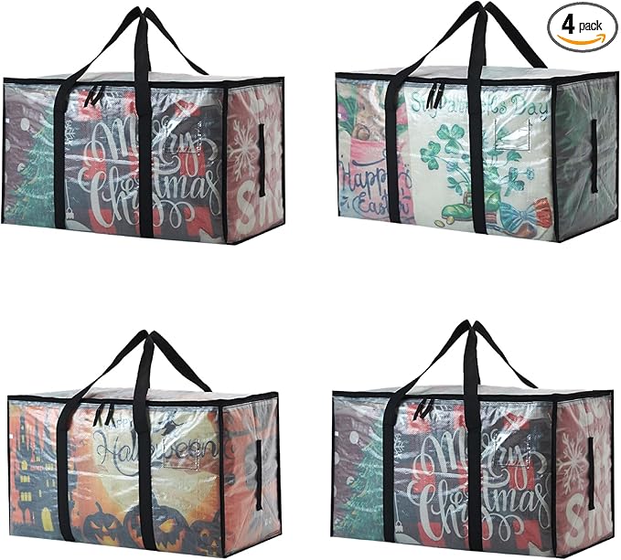 Heavy Duty 93L (24.5 Gallon) Stackable Storage Bins with Fully Openable Lids, Moving Bags Heavy Duty, Clear Plastic Totes for Moving Storage, Home Organization, Closet, Dorm Room 4 Pack