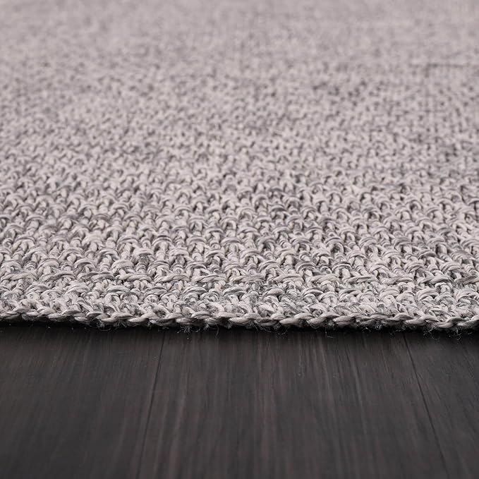 Easy Jute Rug 5x7 Indoor Outdoor Natural Rugs Solid Fiber Rug Woven Area Rug Boho Easy Clean Inside Carpet for Living Room Bedroom Dining Room Hallway or Outdoor Patio Porch (5 X 7 Silver)