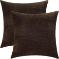 Jeneoo Coffee Brown Decorative Throw Pillow Covers Soft Chenille Comfy Square Couch Cushion Cases for Living Room Sofa Decor (Set of 2, 14 x 14 Inches)