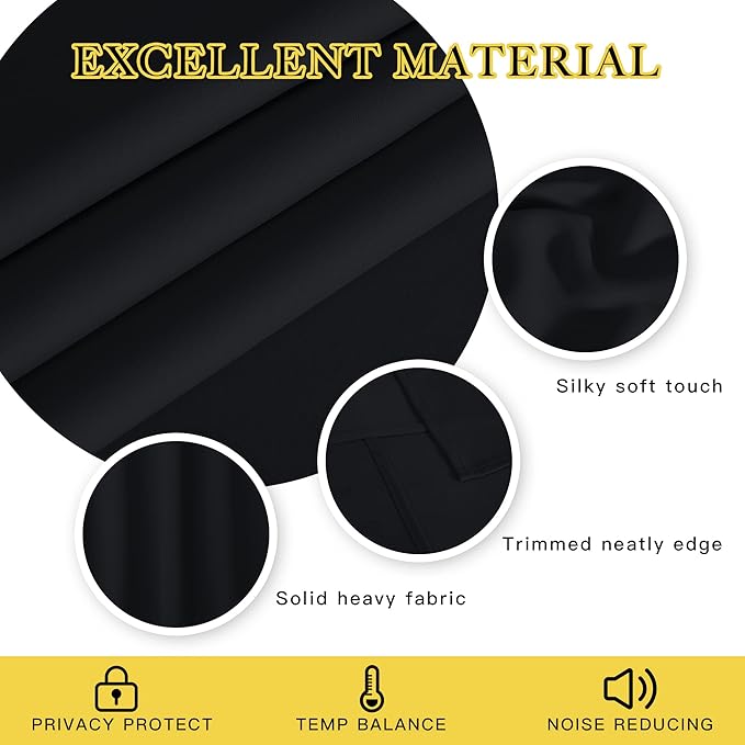 NICETOWN Blackout Patio Curtain Extra Wide and Long W100 x L120, Grommet Top Solid Panels Room Darkening Blind Thermal Insulated for Living Room/Sliding Glass Door, 1 Panel, Black