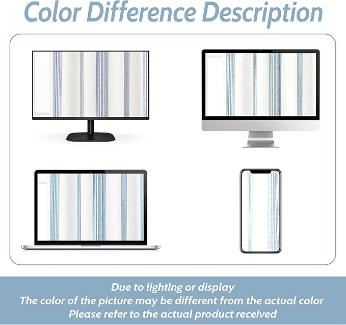DriftAway Stripe 2 Panels Curtains Linen Blend Textured Window Privacy Light Filtering Drapes for Living Room Bedroom Grommet 84 Inch
