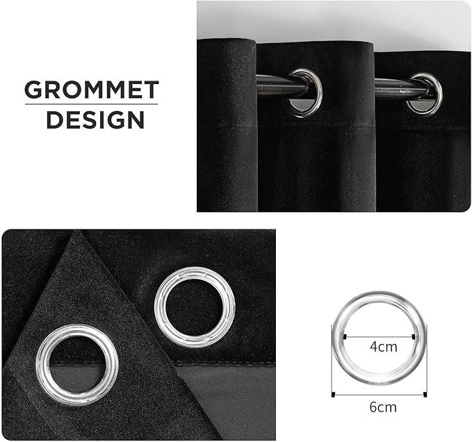 Joydeco Black Velvet Curtains 84 Inches Long, Blackout Grommet Luxury Curtain 2 Panels, Insulated Thermal Privacy Room Darkening Velvet Drapes for Bedroom Living Room (52Wx84L)