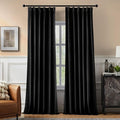 Pinch Pleated 100% Blackout Curtains for Bedroom, Black Velvet Curtains for Living Room, Black Out Curtain 90 inch Long Room Darkening, Blackout Pinch Pleat Drapes with Hooks 2 Panels