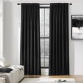 DONREN 99% Blackout Thermal Insulating Window Curtain Panels for Bedroom with Rod Pocket (Black,42 x 96 Inches,2 Panels)