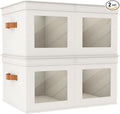 Univivi Large Storage Boxes with Lids, Collapsible Foldable Storage Bins for Clothes, [2-Pack] Fabric Storage Cubes with Handles, Closet Organizers for Home, Bedroom (Beige, 24” x 17” x 12")