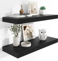 Heimlove 12" Deep Floating Shelves, 36 x 12 Inch Wall Mounted Long Floating Shelf with Invisible Brackets, for Home Decor, Bedroom, Kitchen, Living Room, Bathroom - 2 Pack, Black