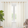 YoungsTex Ivory Linen Curtains 72 Inch Length for Living Room, Light Filtering Drapes with Bronze Grommet Rustic Semi Sheer Privacy for Bedroom Farmhouse Decorative, 52 x 72 Inch, 2 Panels