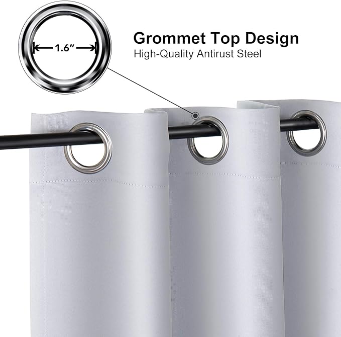 ChrisDowa Grommet Room Darkening Curtains for Bedroom and Living Room - 2 Panels Set Thermal Insulated Blackout Curtains (Greyish White, 42W x 84L)