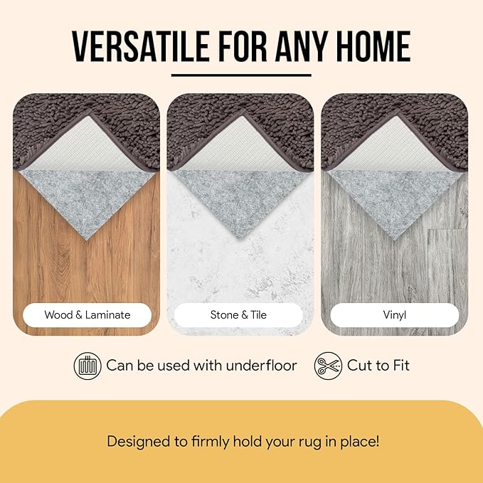 Non Slip Rug Pad 2x3 Feet, 4/25" Thick Felt Cushioned Rubber Rug Gripper Pad for Hardwood, Laminate, Stone, Tile, Wood, Vinyl Floors & Carpet, Anti Skid Under Area Rug Pads