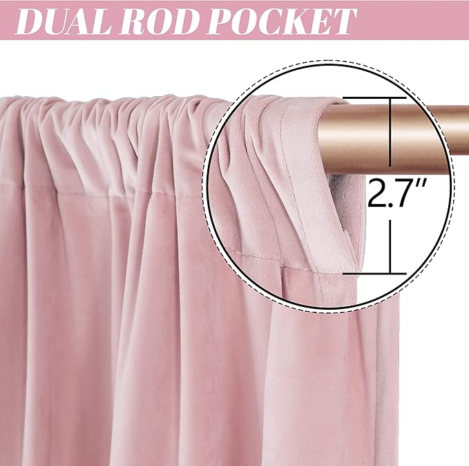 nanbowang Pink Velvet Curtains - 42 Inches Width 63 Inches Long Soft Curtain Rod Pocket Thermal Insulated Window Treatment for Bedroom 2 Panels