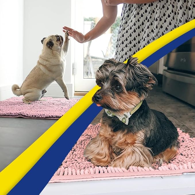 Muddy Mat® | Super Absorbent Door Mat Indoor, Microfiber Quick Dry Chenille Entryway Rug, Non-Slip Front Door Mat, Indoor Mats for Entryway, Machine Washable Pet Rug, Light Pink 48" x 60"