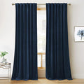 RYB HOME Navy Blue Velvet Curtains 80 inches, Back Tab Soft Fabric Room Darkening Thermal Insulated Luxurious Home Decor Curtains for Living Room Bedroom, W 52" x L 80", 2 Panels Set