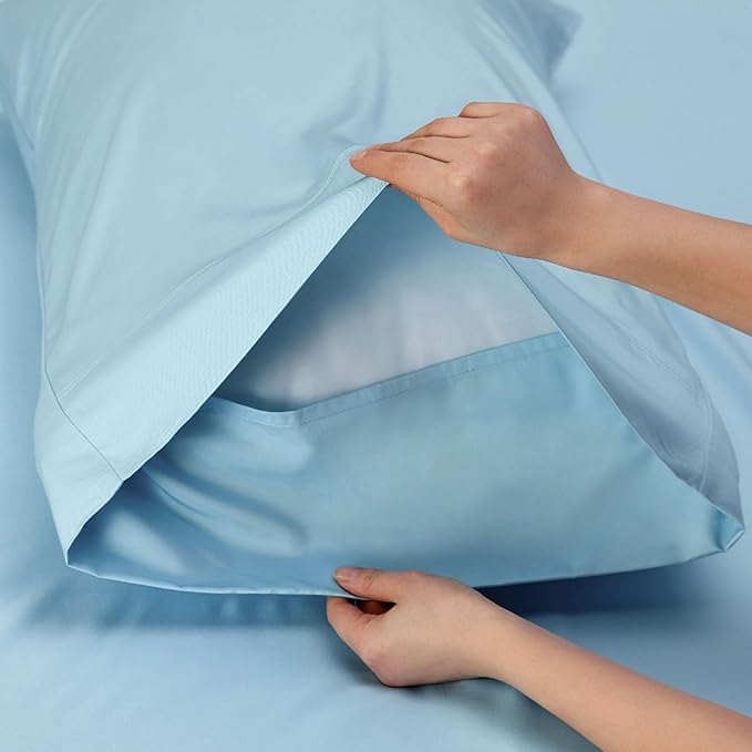 Bedsure King Size Sheets Set, Cooling Sheets for Hot Sleepers, Rayon Derived from Bamboo, Breathable & Soft, Deep Pocket Up to 16 Inches, Hotel Luxury Silky Bedding, Aqua