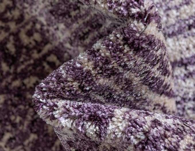 Unique Loom Del Mar Collection Area Rug - Jennifer (7' 1" x 10' Rectangle, Purple/ Ivory)